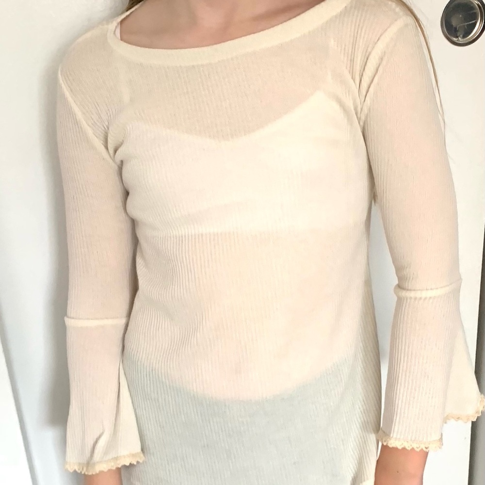 Lori & Jane Sheer Boho Top Ivory Girls Sz 6